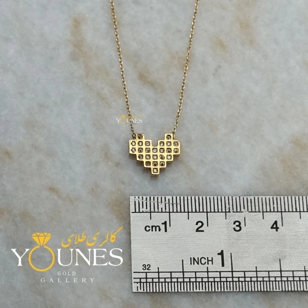 گردنبند قلب نگین دار اوریگامی طلا